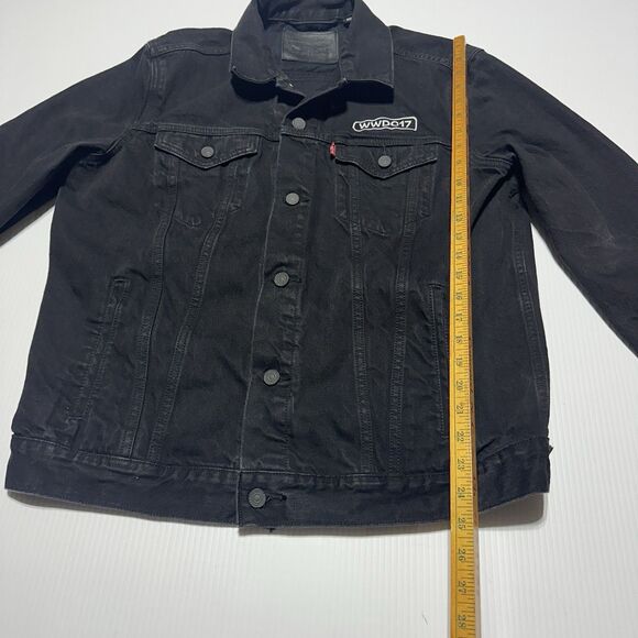 Apple WWDC 2017 WWDC17 Levi's Women's Black Denim Trucker Jacket Size XL - Picture 11 of 12